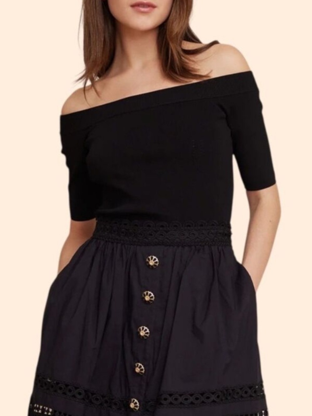 Cara Cara Valentina Off The Shoulder Top Black Size XS